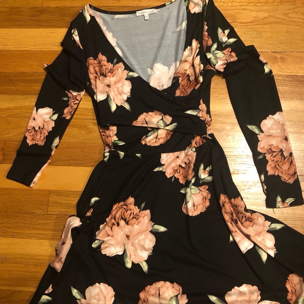 Floral faux wrap dress